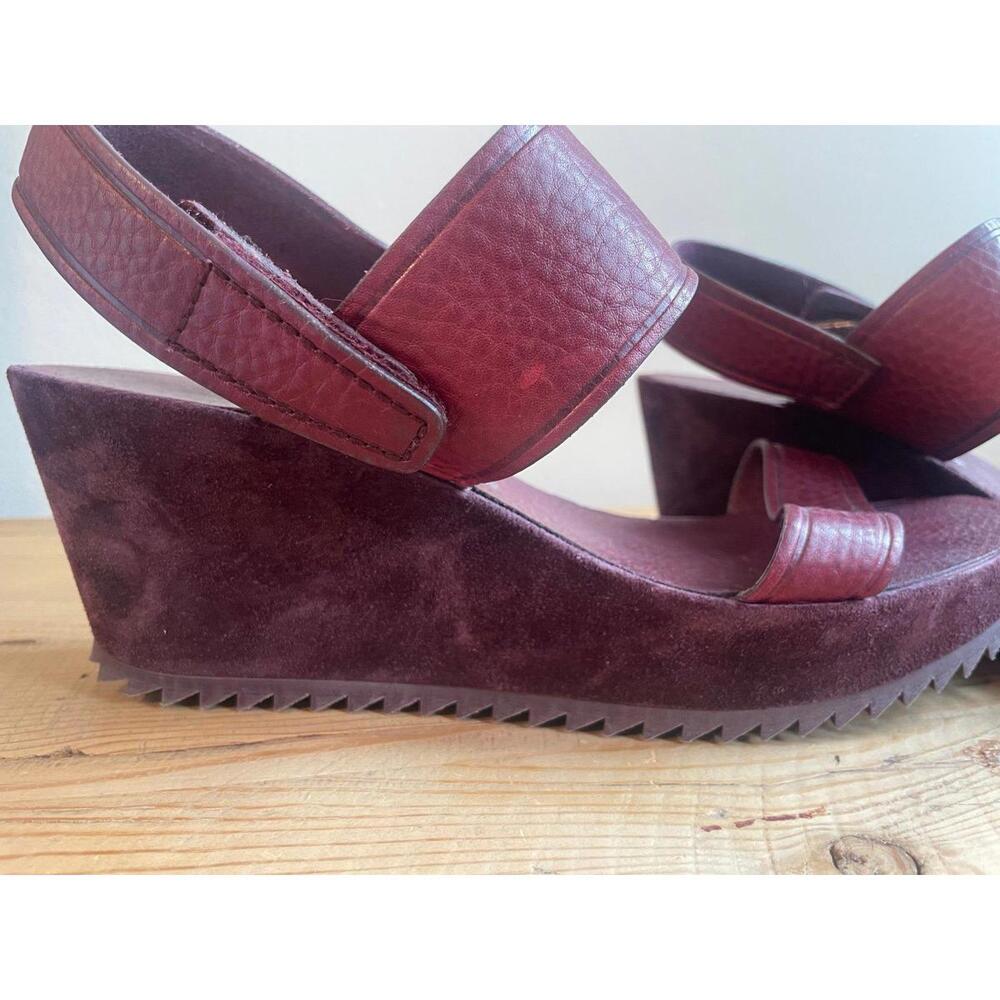 Pedro Garcia Maroon Suede Wedge Platform Sandals (Size 41) - Picture 5 of 8